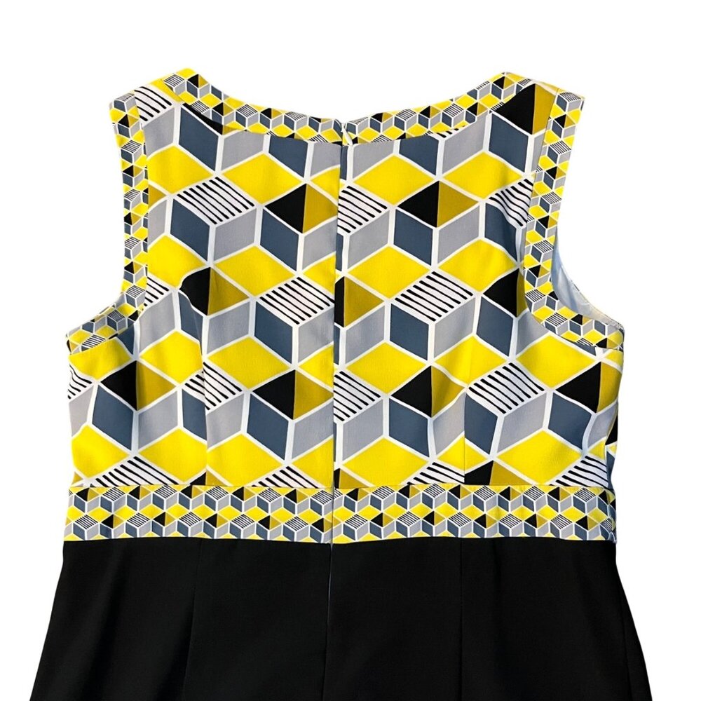 Dressbarn Womens 12 Sleeveless Black Yellow Geometric Dress Used - Picture 14 of 14